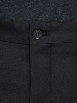 Pantalon noir uni à coupe droite et à fermeture zippée boutonnée