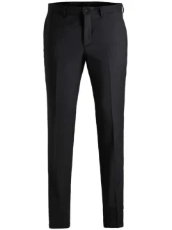 Pantalon noir uni à coupe droite et à fermeture zippée boutonnée