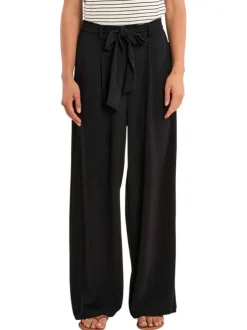 Pantalon noir uni pourvu d'une taille haute et d'une coupe large