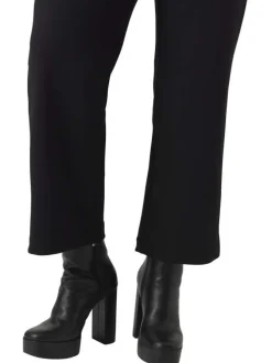 Pantalon noir uni à une coupe bootcut avec une aggraphe et un zip