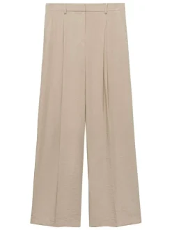 Pantalon à pince écru pourvu d'une coupe coupe ample et fluide