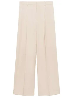 Pantalon à pince écru pourvu d'une coupe coupe ample et fluide