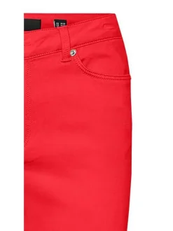 Pantalon 5 Poche framboise taille intermédiaire uni coupe slim