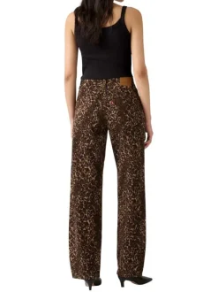 Pantalon 5 Poches Baggy Dad en coton imprimé léopard avec une coupe large