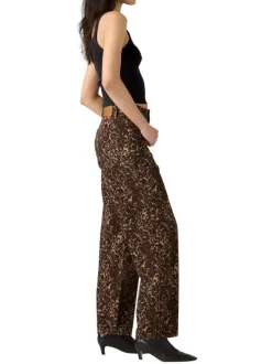 Pantalon 5 Poches Baggy Dad en coton imprimé léopard avec une coupe large