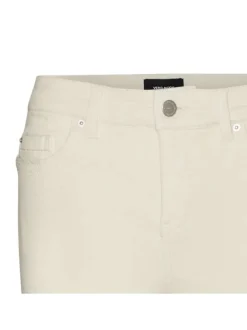 Pantalon à 5 poches écru uni avec une coupe skinny et une taille haute