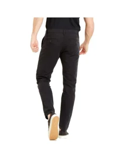 Pantalon 5 poches droit Chino en coton stretch noir à jambe slim et zippé