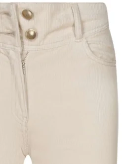 Pantalon 5 Poches en coton beige et en velours côtelé avec une coupe bootcut