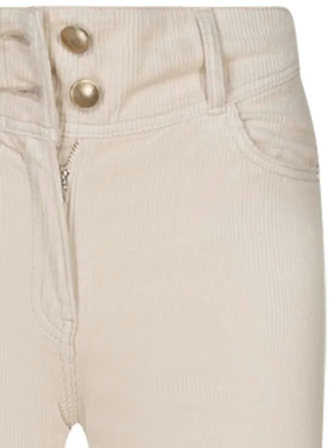 Pantalon 5 Poches en coton beige et en velours côtelé avec une coupe bootcut