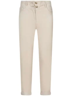 Pantalon 5 Poches en coton beige et en velours côtelé avec une coupe bootcut