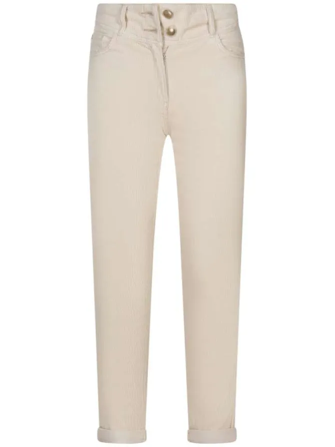 Pantalon 5 Poches en coton beige et en velours côtelé avec une coupe bootcut
