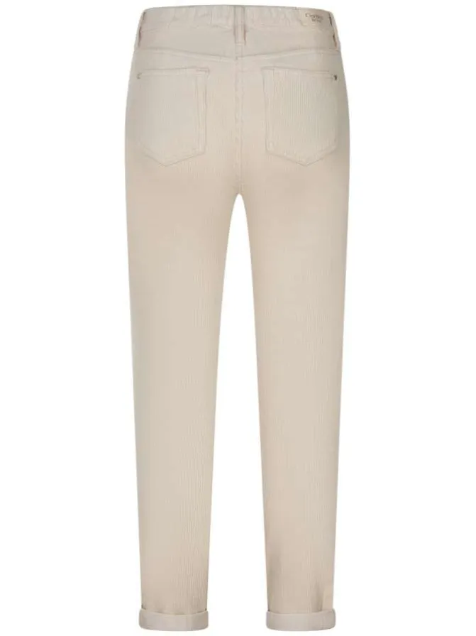 Pantalon 5 Poches en coton beige et en velours côtelé avec une coupe bootcut