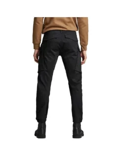 Pantalon 5 Poches en coton noir uni avec une coupe droite et des poches