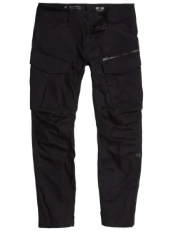 Pantalon 5 Poches en coton noir uni avec une coupe droite et des poches