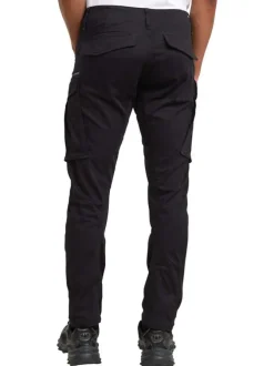 Pantalon 5 Poches en coton noir uni avec une coupe droite et des poches