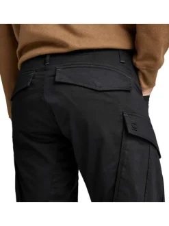 Pantalon 5 Poches en coton noir uni avec une coupe droite et des poches