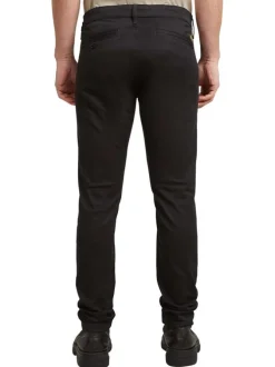 Pantalon 5 Poches en coton noir uni avec une coupe skinny et des poches