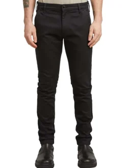 Pantalon 5 Poches en coton noir uni avec une coupe skinny et des poches