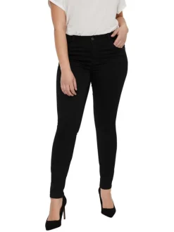 Pantalon 5 Poches Grande Taille noir uni avec une coupe slim