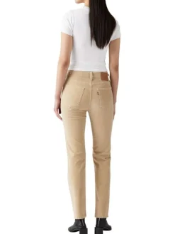 Pantalon 5 Poches 724™ High Rise Straight en coton beige uni à coupe droite