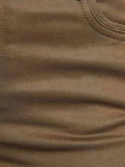 Pantalon 5 Poches kaki uni avec une coupe slim et des liserés