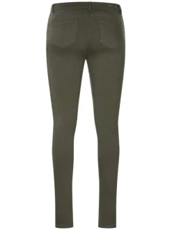 Pantalon 5 Poches kaki uni à coupe slim avec poches plaquées arrière