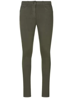 Pantalon 5 Poches kaki uni à coupe slim avec poches plaquées arrière