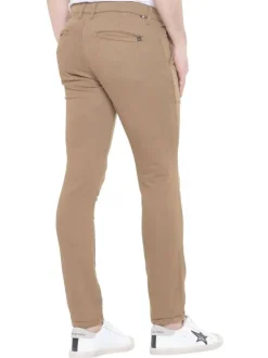 Pantalon 5 Poches Kurt Jogg en coton beige uni avec une coupe slim et 2 poches droites à l'arrière