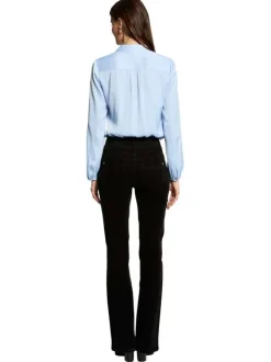 Pantalon 5 Poches noir uni avec une coupe droite et des passants pour ceinture