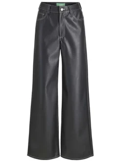 Pantalon 5 Poches noir uni à coupe bootcut avec passants pour ceinture