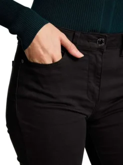 Pantalon 5 Poches noir uni à coupe slim avec des rivets chromés