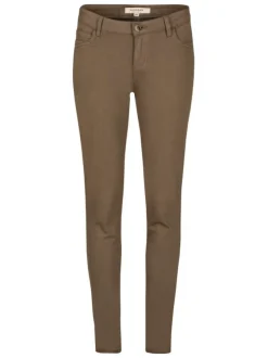 Pantalon 5 Poches vert uni avec une coupe slim et des passants pour ceinture