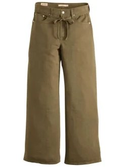 Pantalon 5 poches Xl Straight en lin mélangé marron uni avec une coupe bootcut