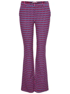 Pantalon rose avec un imprimé géométrique intégral et une coupe flare