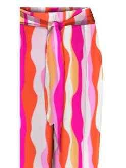 Pantalon rose imprimé abstrait avec une coupe large et une taille haute