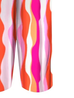 Pantalon rose imprimé abstrait avec une coupe large et une taille haute