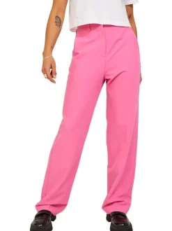 Pantalon rose Mary avec pli central et vertical sur les 2 faces coupe droite
