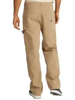Pantalon sable uni en coton avec une coupe droite et plusieurs poches