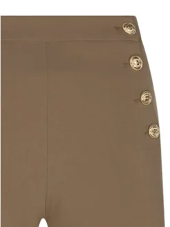 Pantalon sans poche chino taupe uni pourvu d'une coupe droite