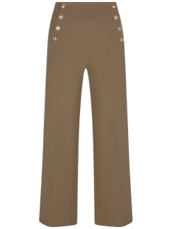 Pantalon sans poche chino taupe uni pourvu d'une coupe droite