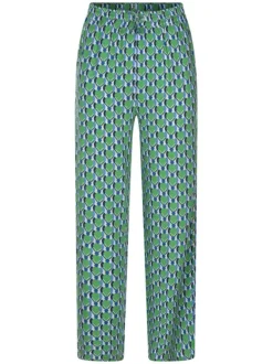 Pantalon Sixtime vert imprimé abstrait à coupe droite et taille élastiquée