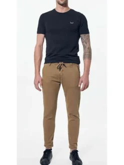 Pantalon slim coupe chino en coton mélangé à poches à rabat au dos et cordon de serrage