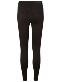 Pantalon Sophia noir en coton mélangé uni coupe slim 5 Poches