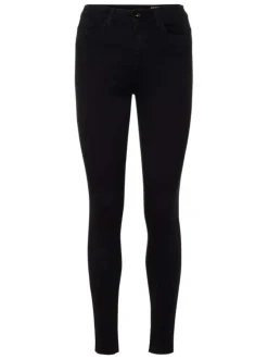Pantalon Sophia noir en coton mélangé uni coupe slim 5 Poches