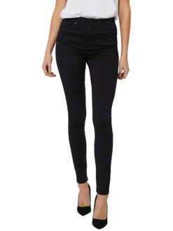Pantalon Sophia noir en coton mélangé uni coupe slim 5 Poches