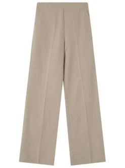 Pantalon tailleur beige uni avec une coupe bootcut et 2 poches
