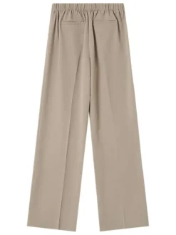 Pantalon tailleur beige uni avec une coupe bootcut et 2 poches