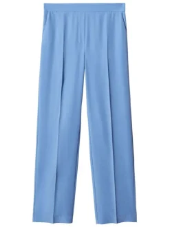 Pantalon Tailleur ciel uni avec taille intermédiaire et une coupe droite