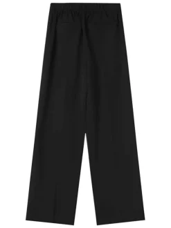 Pantalon tailleur noir uni avec une coupe bootcut et 2 poches