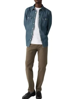 Pantalon taupe uni Xx Chino Std en coton coupe slim et multiples poches